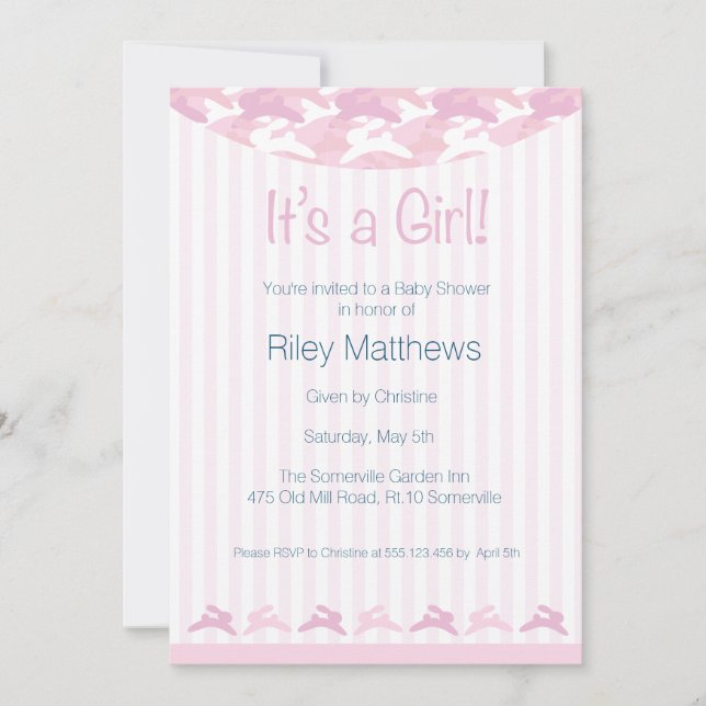 Invitación a Baby Shower de Baby Girl (Anverso)