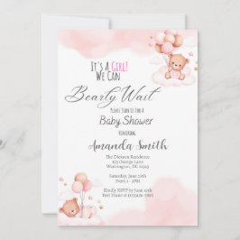 Invitación a Baby Shower de Baby Girl Bearly Wait
