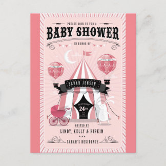 Invitación a Baby Shower de Baby Girl Circus