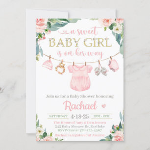 Invitación a Baby Shower de Baby Girl Clothes