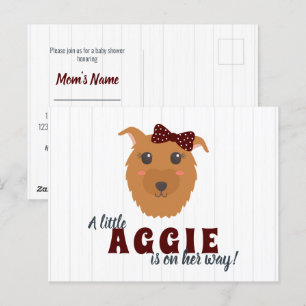 Invitación a Baby Shower de Baby Girl Dog Maroon
