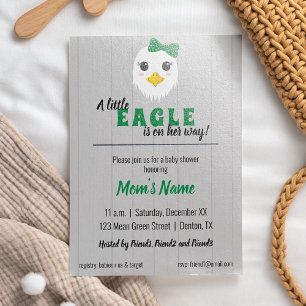 Invitación a Baby Shower de Baby Girl Eagle Green