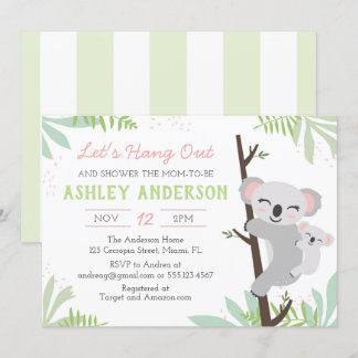 Invitación a Baby Shower de Baby Girl Koala
