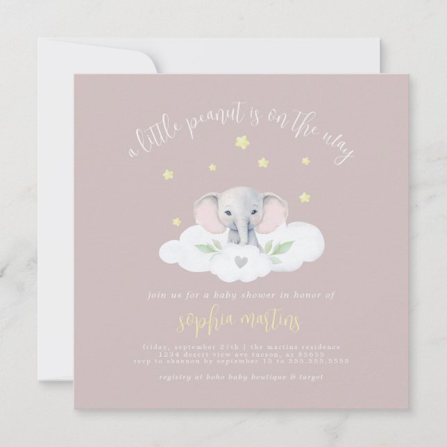 Invitación a Baby Shower de Baby Girl Little Peanu (Anverso)