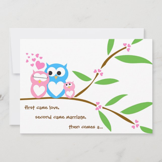 Invitación a Baby Shower de Baby Girl Owl (Anverso)