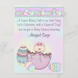 Invitación a Baby Shower de Baby Girl with Easter 
