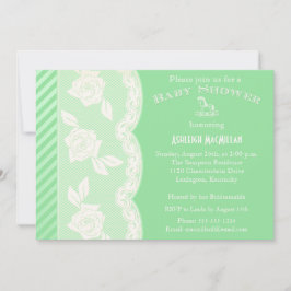 Invitación a Baby Shower de Baby Green, Ivory Flor