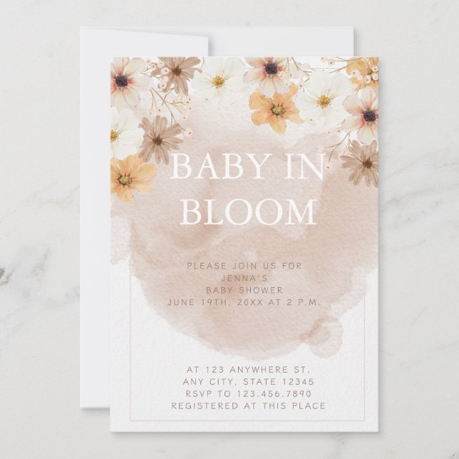 Invitación a Baby Shower de Baby in Bloom (Anverso)