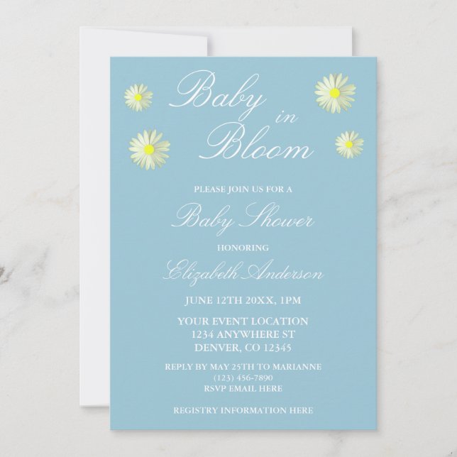 Invitación a Baby Shower de Baby In Bloom (Anverso)