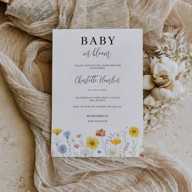 Invitación a Baby Shower de Baby in Bloom (Baby in Bloom wildflower Baby Shower Invitation)