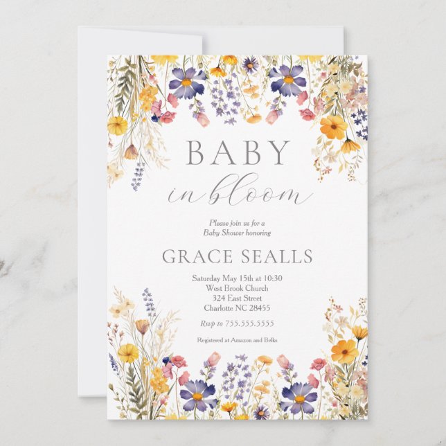 Invitación a Baby Shower de baby in Bloom (Anverso)