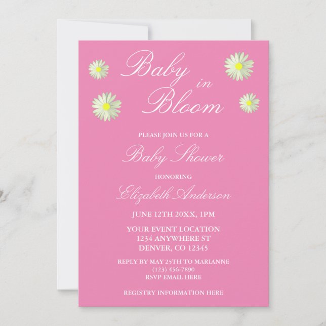 Invitación a Baby Shower de Baby In Bloom (Anverso)