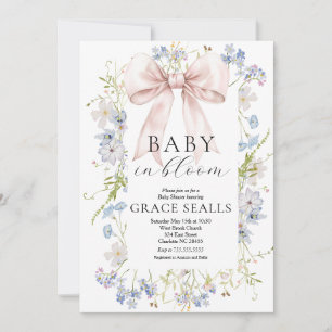 Invitación a Baby Shower de baby in Bloom bow