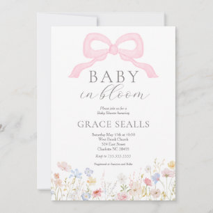 Invitación a Baby Shower de baby in Bloom bow