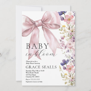 Invitación a Baby Shower de baby in Bloom bow