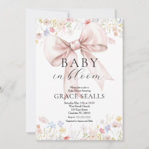 Invitación a Baby Shower de baby in Bloom bow