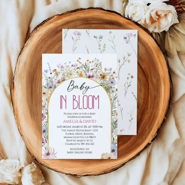 Invitación a Baby Shower de Baby in Bloom Floral A (Subido por el creador)