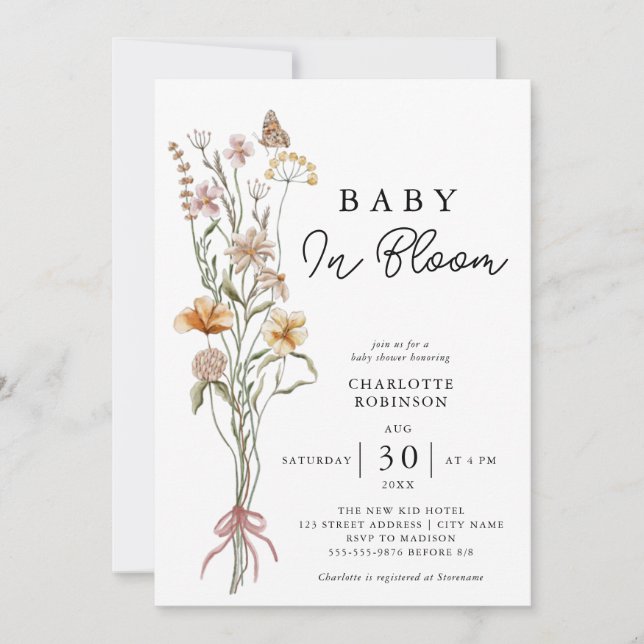 Invitación a Baby Shower de Baby In Bloom Floral S (Anverso)
