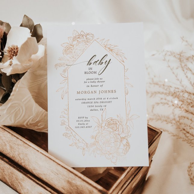 Invitación a Baby Shower de Baby In Bloom Gold Flo (Subido por el creador)
