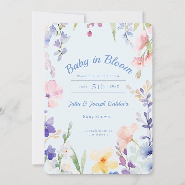 Invitación a Baby Shower de Baby in Bloom Wildflow (Anverso)