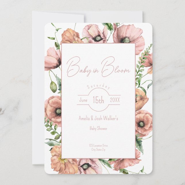 Invitación a Baby Shower de Baby in Bloom Wildflow (Anverso)
