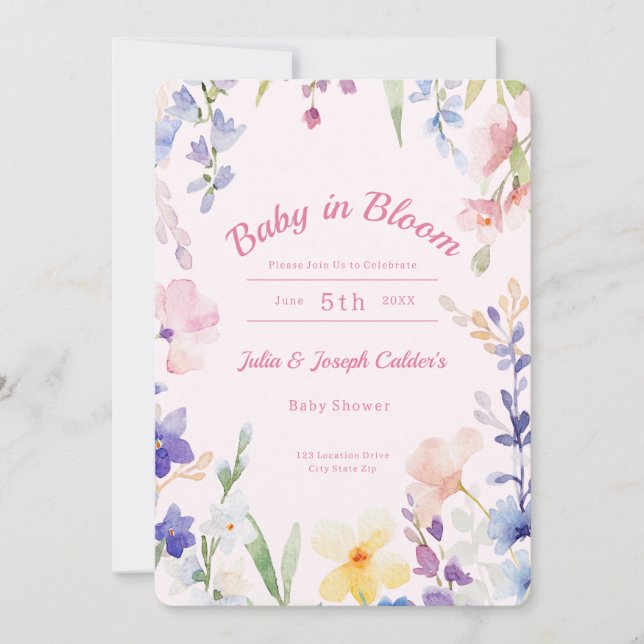 Invitación a Baby Shower de Baby in Bloom Wildflow (Anverso)