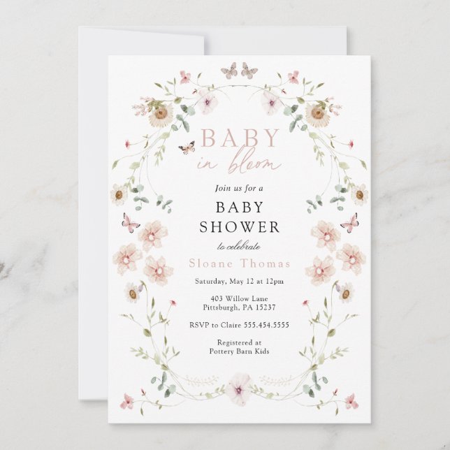 Invitación a Baby Shower de Baby in Bloom Wildflow (Anverso)
