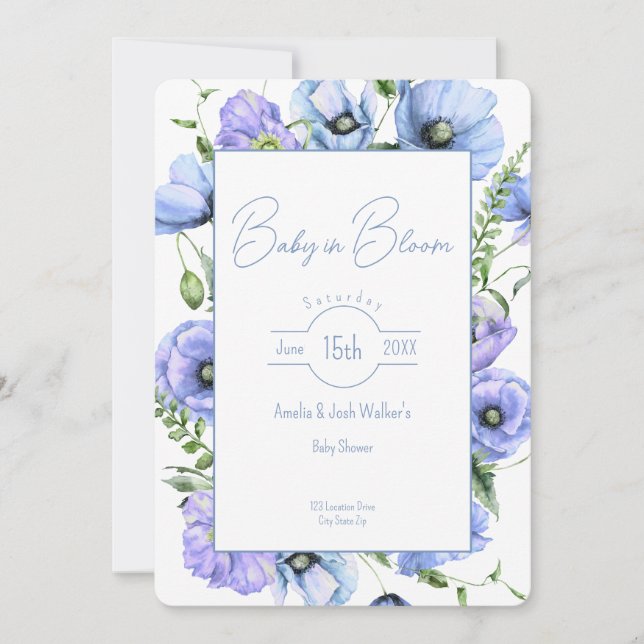 Invitación a Baby Shower de Baby in Bloom Wildflow (Anverso)