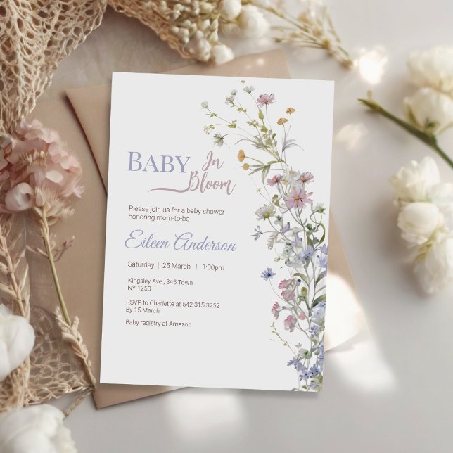 Invitación a Baby Shower de Baby in Bloom Wildflow (Baby in Bloom Wildflower Baby Shower Invitation)