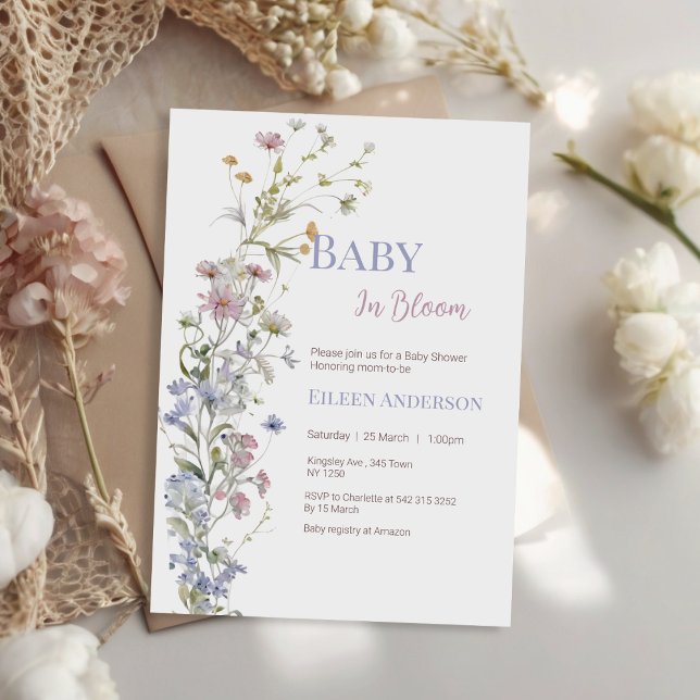 Invitación a Baby Shower de Baby in Bloom Wildflow (Baby in Bloom Wildflower Baby Shower Invitation)