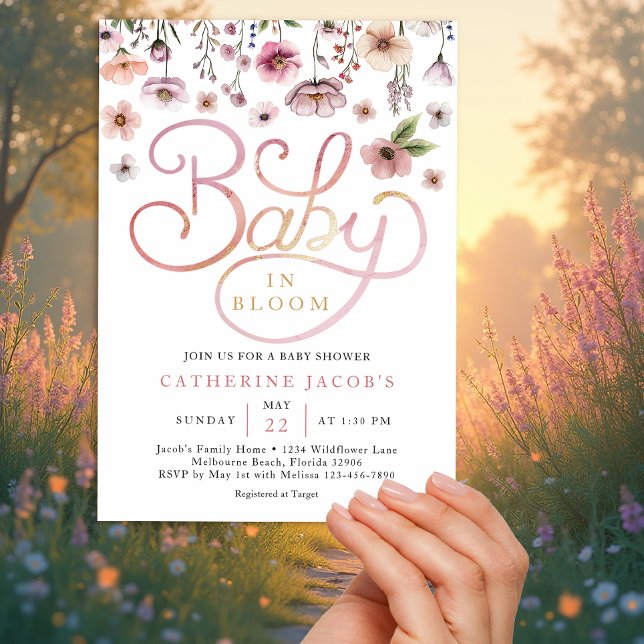 Invitación a Baby Shower de Baby in Bloom Wildflow (Wildflower Baby Shower)