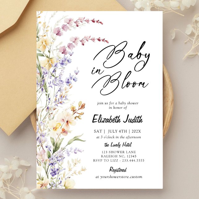 Invitación a Baby Shower de Baby in Bloom Wildflow (Subido por el creador)