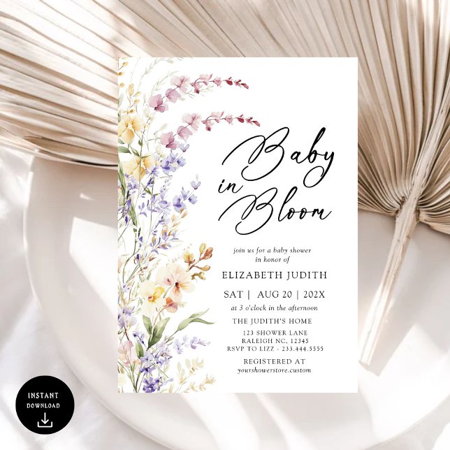 Invitación a Baby Shower de Baby in Bloom Wildflow (Subido por el creador)