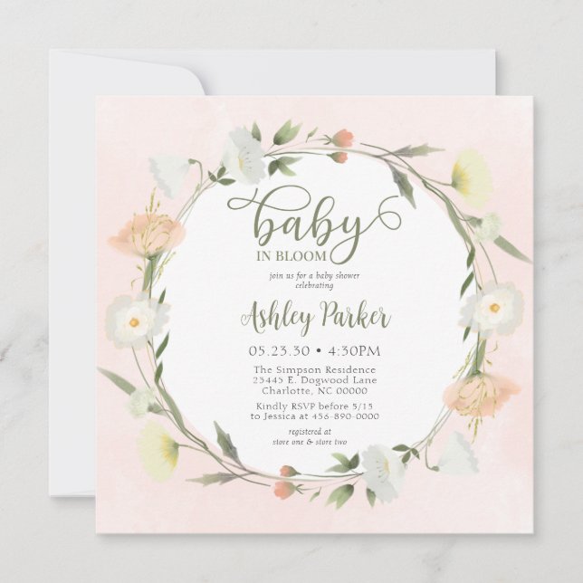 Invitación a Baby Shower de Baby In Bloom Wildflow (Anverso)