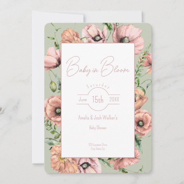 Invitación a Baby Shower de Baby in Bloom Wildflow (Anverso)