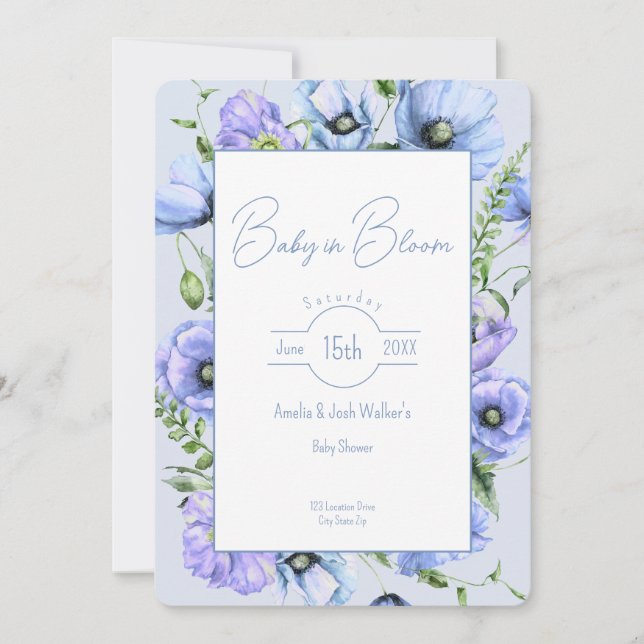 Invitación a Baby Shower de Baby in Bloom Wildflow (Anverso)