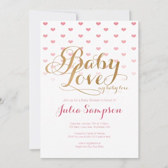 Invitación a Baby Shower de Baby Love (Anverso)
