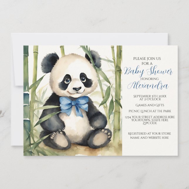 Invitación a Baby Shower de Baby Panda Boy (Anverso)