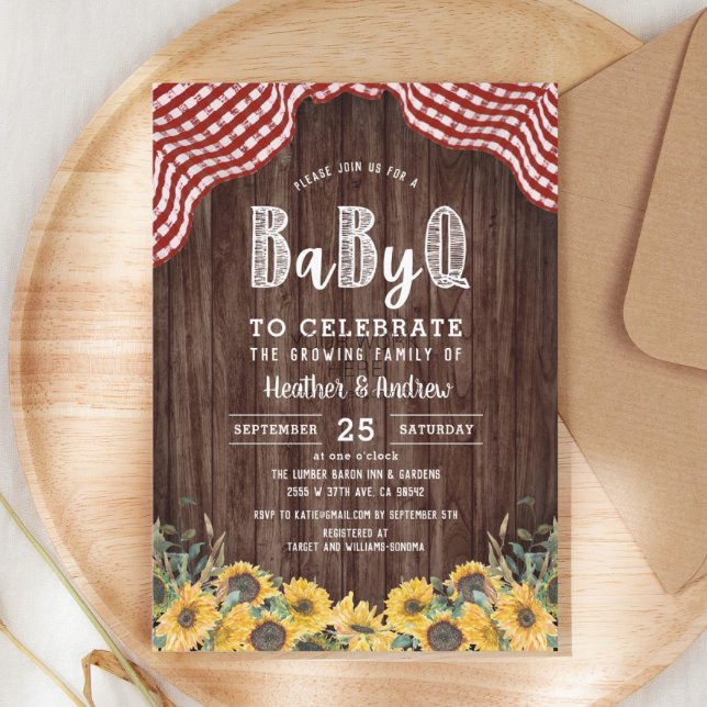 Invitación a Baby Shower de Baby Q Sunflower BBQ (Subido por el creador)