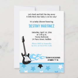 Invitación a Baby Shower de Baby Rock Star (Blue)