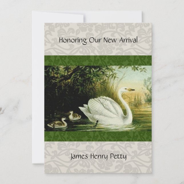 Invitación a Baby Shower de Baby Swans (Anverso)