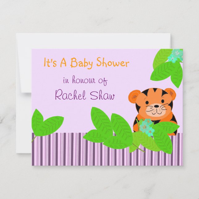 Invitación a Baby Shower de Baby Tiger (Anverso)
