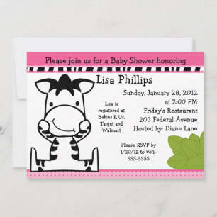 Invitación a Baby Shower de Baby Zebra Chica