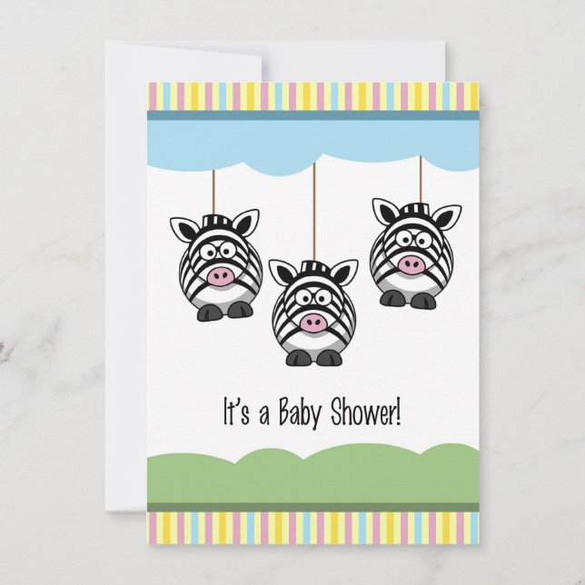 Invitación a Baby Shower de Baby Zebras (Reverso)
