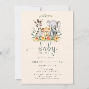 Invitación a Baby Shower de Baby Zoo Animal