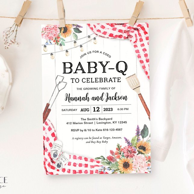 Invitación a Baby Shower de BabyQ Baby Shower BBQ (Baby-Q Baby Shower Invitation for BBQ Baby Shower)