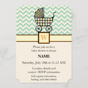 Invitación a Baby Shower de Baby's Blocks Stroller