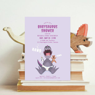 Invitación a Baby Shower de Babysaurus T-rex Morad