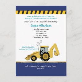 Invitación a Baby Shower de Backhoe de construcció