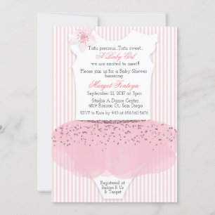 Invitación a baby shower de bailarina con tutú